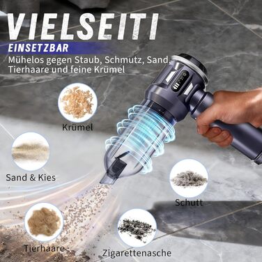 Акумуляторний ручний пилосос Citybee 4 в 1, бездротовий автомобільний та домашній пилосос 25000Па, безщіточний двигун, 3 режими потужності, для шерсті тварин, сірий