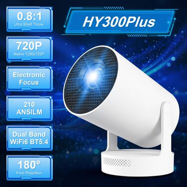 Портативний міні-проектор 4K з Wi-Fi 2.4/5G, Android 11, Full HD 1080P, HDMI, для телефону/ПК/ноутбука/Stick, зовнішній динамік (HY300Plus)
