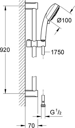 Хром / 27572002 (набір душових стрижнів 900 мм, 3 типи струменя, 3 типи струменя), 100 - /