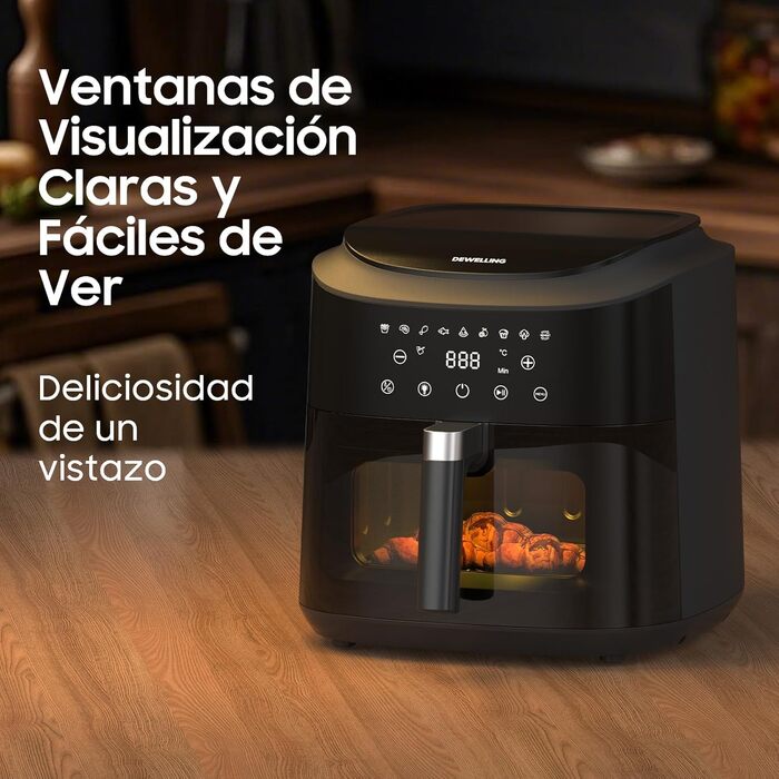 Фритюрниця гарячим повітрям XXL 2350W - Airfryer з 9 програмами, LED дисплеєм, функцією підігріву та металевим корпусом (9L)