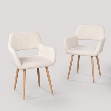 Комплект з 2 стільців для обідньої зони Cosy: м'які, з підлокітниками, білі, 56x56x78 см