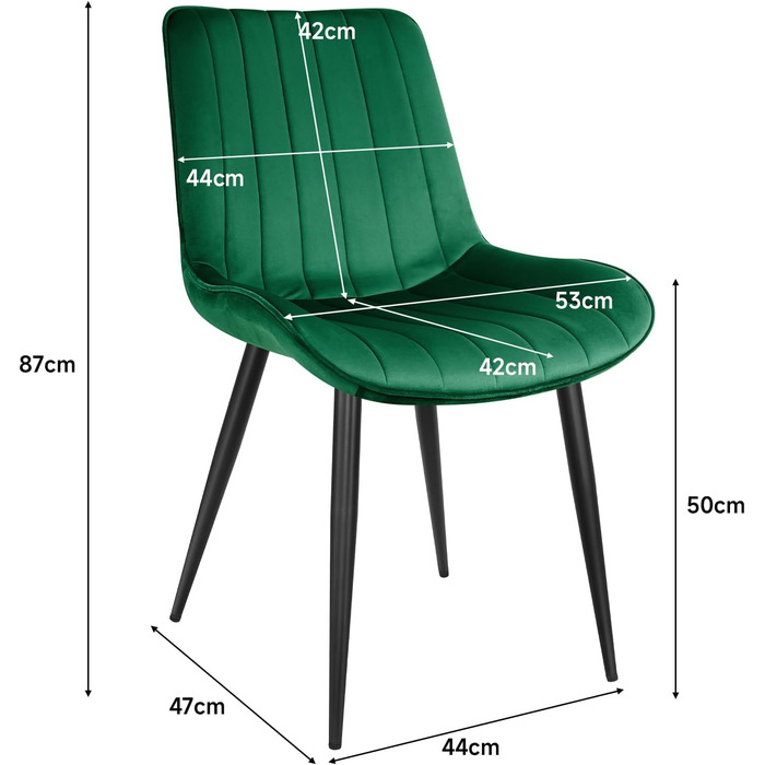 Обідні стільці, Оксамит, Металеві ніжки, Смугастий дизайн, Зелений, Набір з 4 шт.