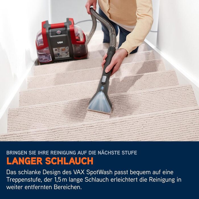 Vax SpotWash Duo: Портативний відпарювач для килимів та м'яких меблів з насадкою для тварин, аксесуари для щоденного прибирання, для різних поверхонь, з розчином для чищення (Spotwash EU)