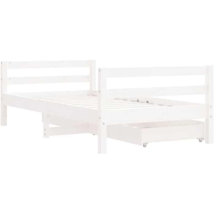 Дитяче ліжечко з шухлядами Біле 80x160 см Масив сосни 80 х 160 см Білий