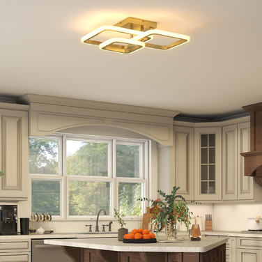 Світлодіодна стельова лампа 40 Вт, 4300 Лм, 3500K/4500K/6000K, трикутна стельова лампа для вітальні, розмір 48 x 46 x 13 см, золота