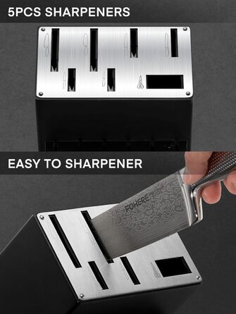 Набір ножів FOHERE з бруском для заточування, 14 предметів. Професійний набір кухонних ножів з нержавіючої сталі, ергономічні ручки, ідеальний подарунок