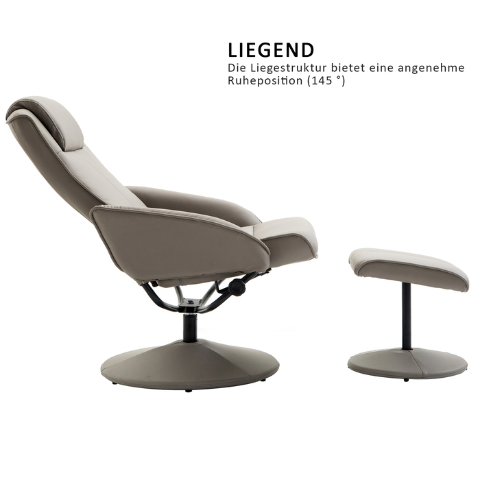 Крісло для телевізора HOMCOM Recliner 360° поворотне з підставкою для ніг сірого кольору, L78 × W71 × H101 см, зручне крісло для вітальні
