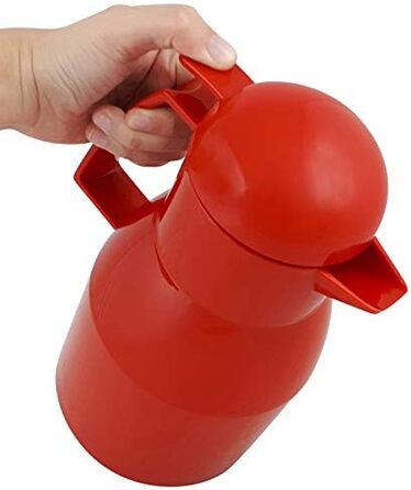 Термос Helios Top Push, 1 літр, червоний, з пластиковою ізоляцією