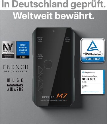 Портативний пусковий пристрій Smart Starthilfe Powerbank для автомобіля 12V з компресором, 150 PSI, 60Wh - для бензинових та дизельних двигунів до 8,5L та 6,5L відповідно