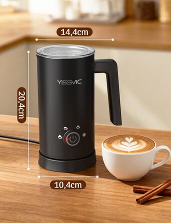 Електричний спінювач молока YISSVIC 4-в-1: автоматичний, 500W, антипригарне покриття, для капучіно, лате, макіато