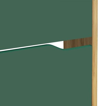 Взуттєва шафа BAKAJI з МДФ, 4 дверцята, відкидна полиця, врізні ручки, подвійна глибина, компактна, 63 x 24 x 150 см, для дому, зелений та дуб