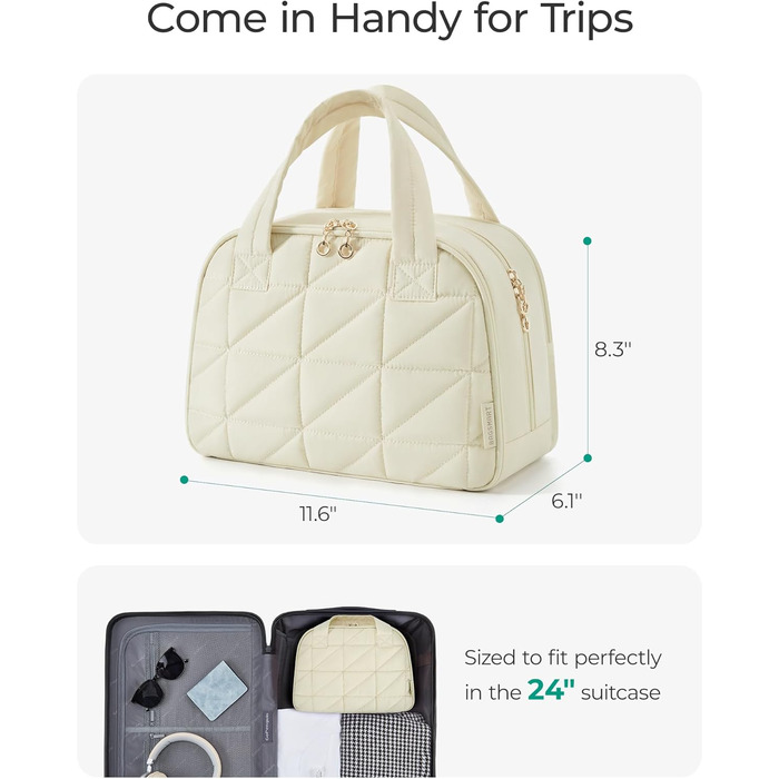 Сумка для косметики BAGSMART для жінок, велика дорожня косметичка, об'ємна косметична сумка, сумка для макіяжу та косметики з ручкою, чорна