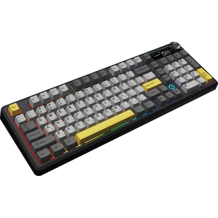 Бездротова механічна клавіатура Ajazz AK980 V2 Gift Switch V2 Black Grey Yellow (AK980-V2-G-BGY)