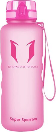 Пляшка для пиття Super Sparrow-герметична пляшка для води об'ємом 1,5 л-спортивна пляшка без бісфенолу А / Школа, спорт, вода, велосипед (2-матово-рожевий)