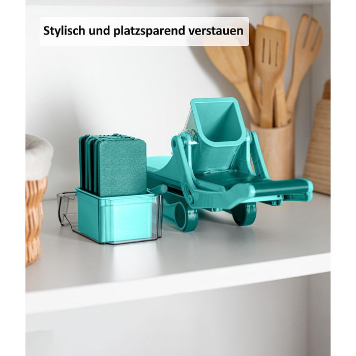 Nicer Dicer Mandoline 12-ти частинний набір для нарізки овочів, слайсер, овочевий гострий ніж, для нарізки соломкою, слайсами, кубиками, кухонний овочевий слайсер, турквіс/зелений