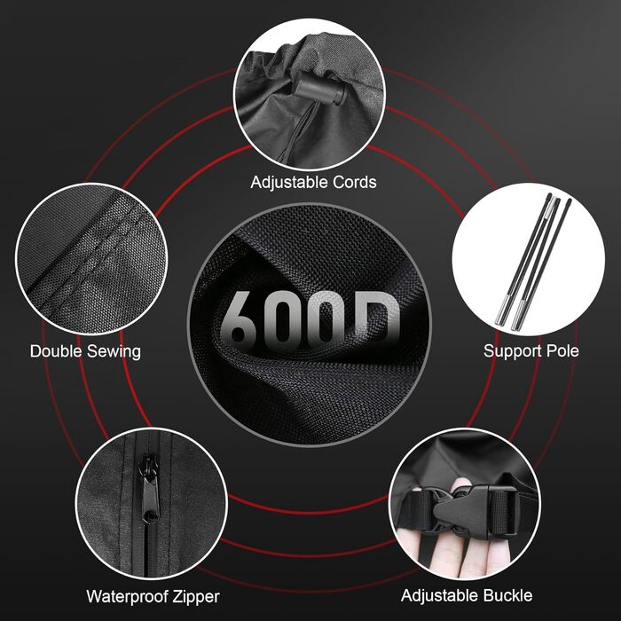 Чохол для парасольки Zettum 3-4 м, водонепроникний, 600D Oxford, захист від УФ, снігу та вітру, 260x42x81/56 см