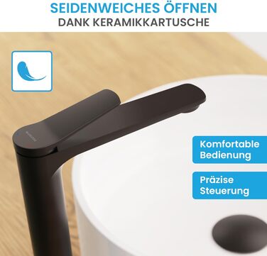 Чорний матовий змішувач для умивальника Bächlein Aldeya - набір для монтажу, сучасний дизайн