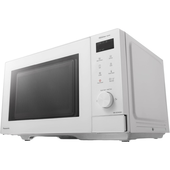 Мікрохвильова піч Panasonic NN-GD35HBGTG з грилем та функцією пароварки, 23 літри, біла