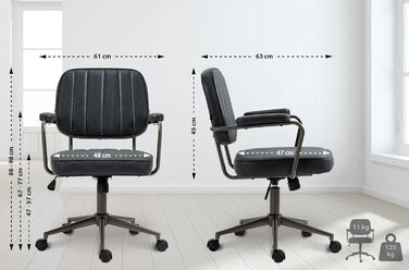 Ергономічне крісло для офісу CLP Natrona I з регулюванням висоти, поворотне на 360°, з функцією гойдання, з м'яким сидінням та легкопрохідними роликами, колір: античний чорний