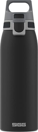 Вулична пляшка для пиття SIGG Shield ONE (/1 л), що не містить забруднюючих речовин і герметична пляшка для пиття, міцна спортивна пляшка для пиття з нержавіючої сталі з ОДНИМ верхом (1 л, Чорний)