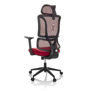 Офісний крісло / Крісло з обертанням ERGOMY, сидіння з тканини / спинка з сітчастої тканини, червоний колір, mybuero