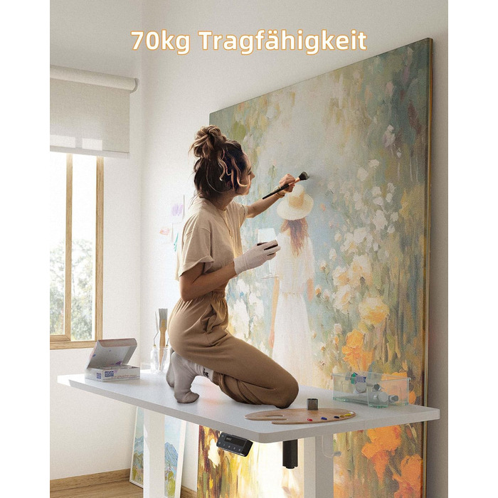 Електричний регульований стіл YIHAYO 140x60 см з пам'яттю, білий, для дому та офісу