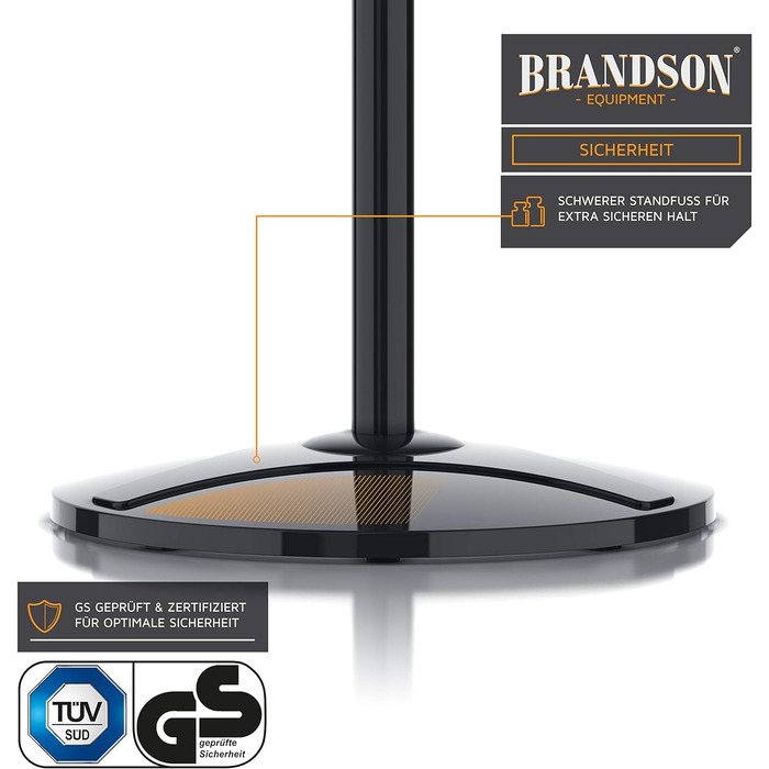 Вентилятор Brandson підлоговий, 60 Вт, з пультом, дисплеєм, осциляцією 80°, регульована висота, 3 швидкості, нахил голови 35°, чорний