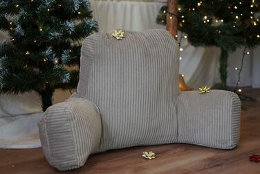 Підголовник Flumi з підлокітниками для читання, перегляду телевізора та відпочинку, подушка для ліжка та дивана з пральною наволочкою, наповнювач Foam, спинка з ручкою для перенесення (Кord, Бежевий)