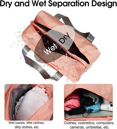 Спортивна сумка, дорожня сумка, ручна поклажа для жінок і чоловіків з відділенням для взуття, водонепроникна для подорожей, активного відпочинку, кемпінгу (Помаранчевий)
