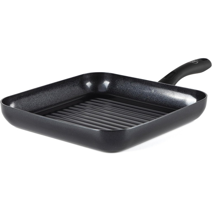 GreenChef Diamond Grillpfanne з антипригарним покриттям Ceramic, 28 см, без PFAS, для індукційних плит, термостійка до 160°C, можна мити в посудомийній машині, чорний колір