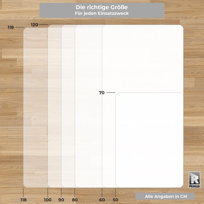Килимок під офісне крісло Roxus® - захист для підлоги (різні розміри, молочний колір) - підходить для паркету, ламінату, килима, плитки, твердих підлог. Захист для геймінгового крісла