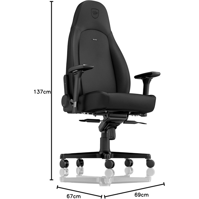 Крісло ігрове Noblechairs ICON Cognac/Schwarz - ергономічне, 150 кг, з подушками