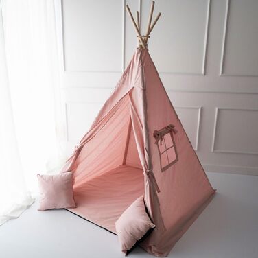 Дитяче намет-типі Tipi PaLulli® з бавовни, килимком, лампою та декоративними подушками (Рожевий)