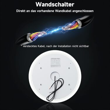 Дзеркало для ванної кімнати SONNI LED з підсвічуванням 80x60 см, прямокутне, біле