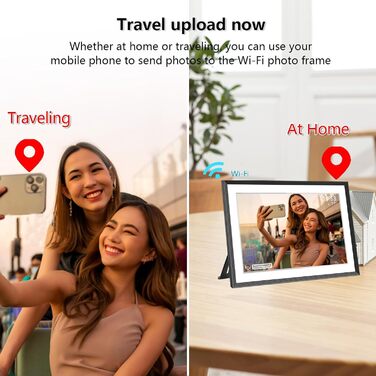 Цифровий фоторамка FRAMEO з Wi-Fi, 32GB, 10.1 дюйма, сенсорний екран, автоповорот, датчик руху, Frameo App для обміну фото з будь-якого місця