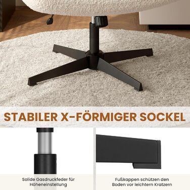 Офісний стілець Yaheetech з роликами, регульована висота, широке сидіння, середня спинка, стілець для шиття, для офісу та спальні (Бежевий)