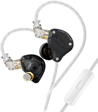 Навушники-вкладиші KZ ZS10 Pro, 5 динаміків, HiFi, знімний кабель, матовий чорний з мікрофоном