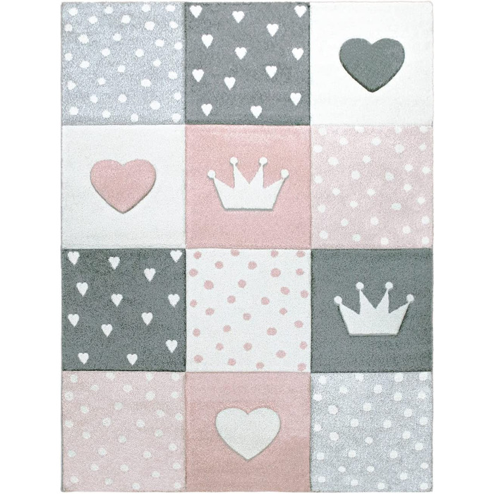 Домашній дитячий килим TT, килим для дитячої кімнати, для дівчаток, 3D принцеса, Зоряна корона, колір рожевий, Розмір 120x170 см