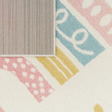 Домашній дитячий килим TT для хлопчиків і дівчаток, дитячий килим у формі серця, сучасна Райдужна пастель, Колір Розмір (160x220 см, рожево-блакитний кремовий)