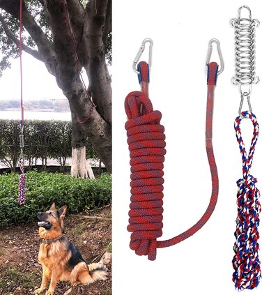 Вуличні іграшки для собак NEECONG, банджі - соло для підвішування, прив'язь, перетягування каната для собак, міцні інтерактивні іграшки для собак з металевими пружинами, іграшки для собачих упряжок синього кольору