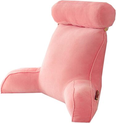 Зручне дихаюче крісло для читання з підтримкою спини, однотонне, знімний підголівник, можна прати, м'яке, 85 x 60 см (Рожевий)
