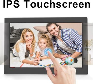 Цифровий фоторамка 10.1 дюйма WiFi з 16GB, IPS сенсорний екран, автоповорот, миттєвий обмін фото та відео через додаток Frameo (Чорний)