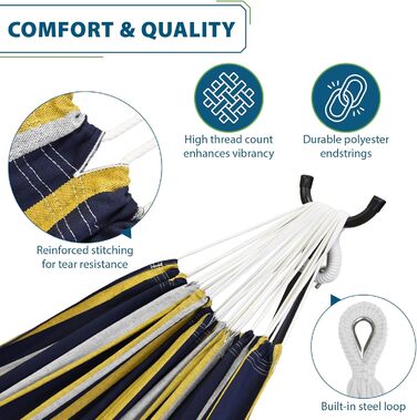 Гамак Vivere Doppel Baumwolle з підставкою 250 см (Serenity) – для двох, бавовна