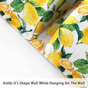 Сумка для зберігання Docsckus, яку можна повісити на стіну, з 2 кишенями, водонепроникною лляною тканиною над дверима, органайзер для кімнати, ванної кімнати, спальні-домашнього декору-лимонно-жовтий лимон 2 кишені