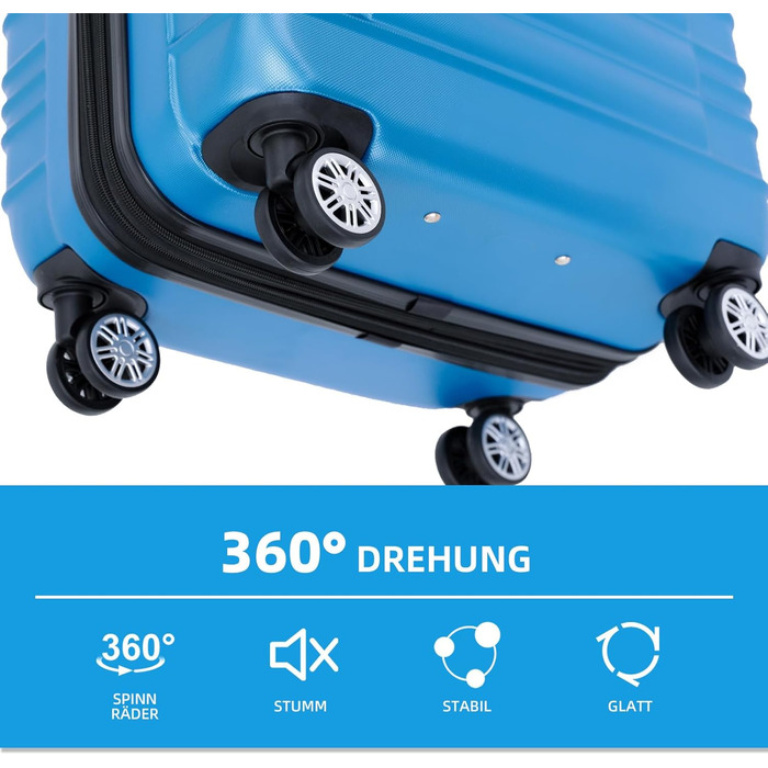 Набір валіз Beibye з жорстким корпусом (Турквіс) - валіза-тролі, валіза для подорожей, набір валіз