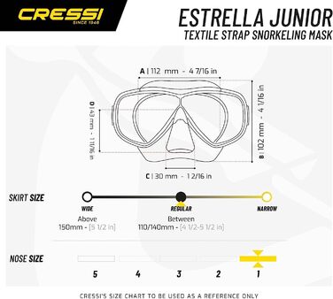 Прозора маска з ремінцем Cressi унісекс-молодіжна Estrella Jr Txle / Аквамарин