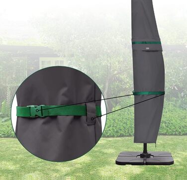 Чохол для садового парасоля Sekey, 260 x 40/70/50 см, темно-сірий, водонепроникний, з вентиляційними отворами