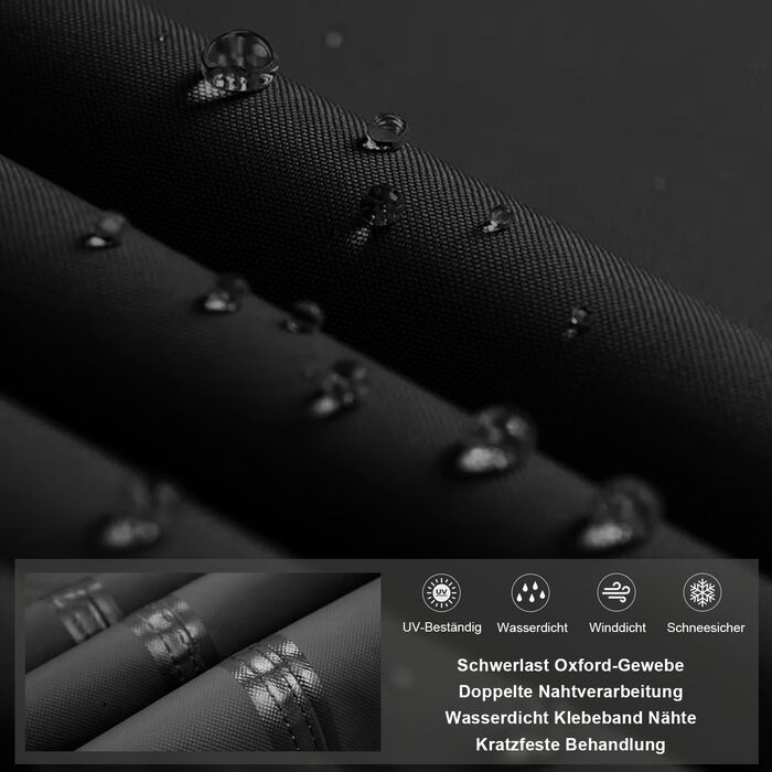 Водонепроникна та вітростійка чохол для садово-патіо меблів Dokon, 242x162x100 см, чорний