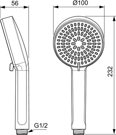 Функціональний ручний душ Ideal Standard BD580XG Alu, Ø 10 см, чорний (сріблястий), 2-