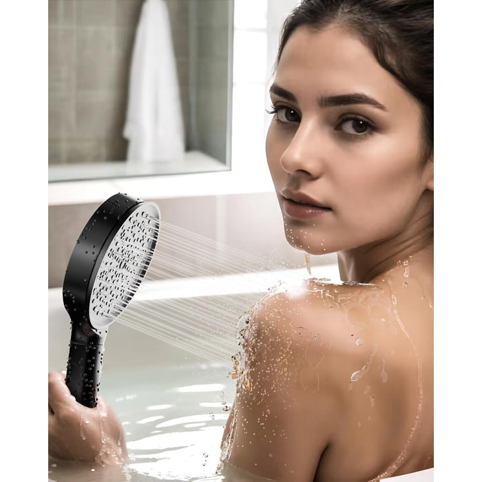 Фільтр для душу Cobbe з шлангом, високонапірна ручна лійка з 20-ступеневою фільтрацією, економна лійка з 6 режимами, підвищувач тиску для жорсткої води, чорний, 6 режимів, шланг